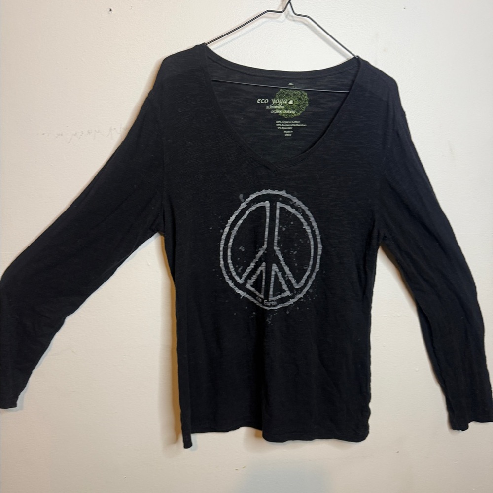 Eco Yoga Black Peace Sign Women's Top